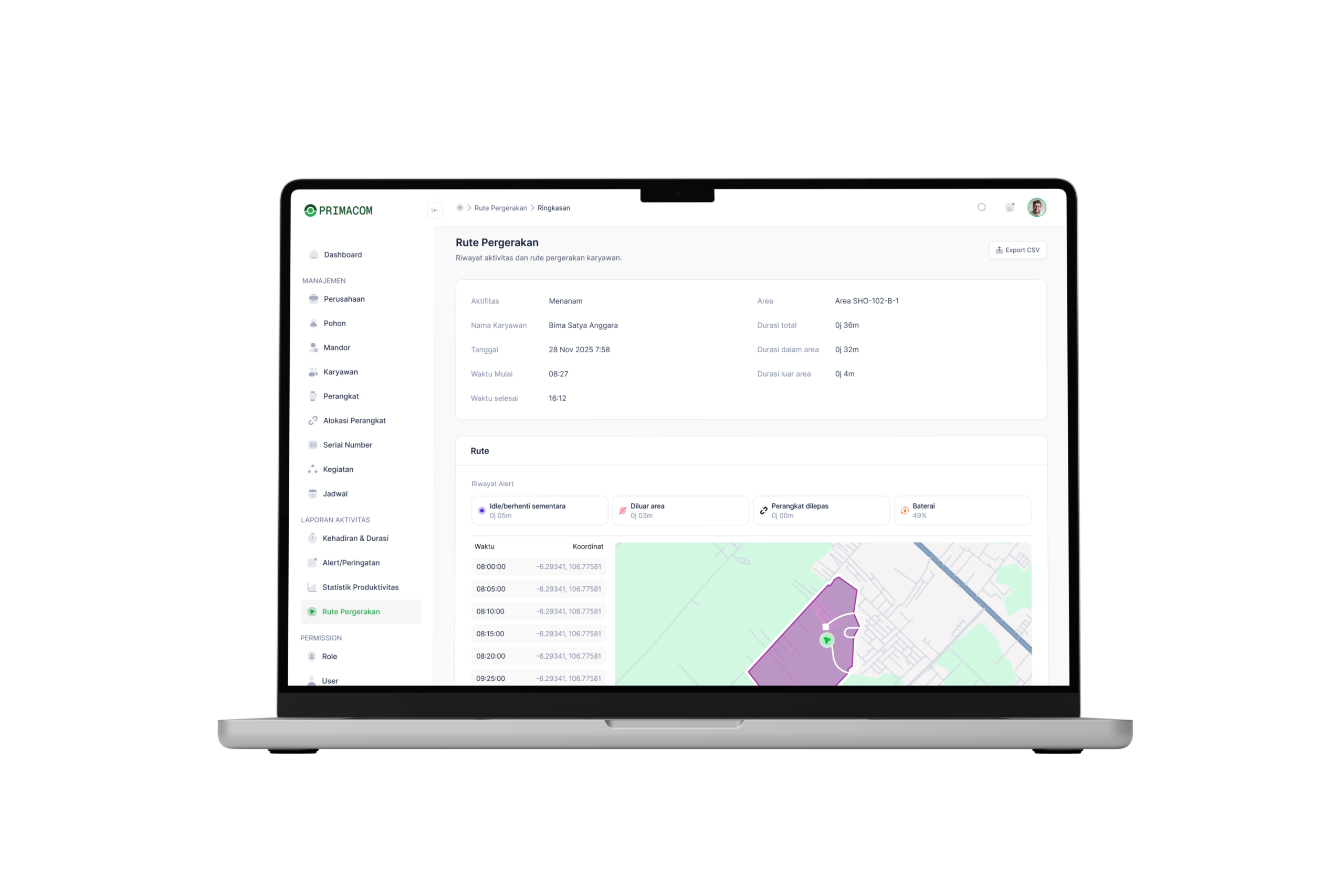 Laporan Rute Pekerja