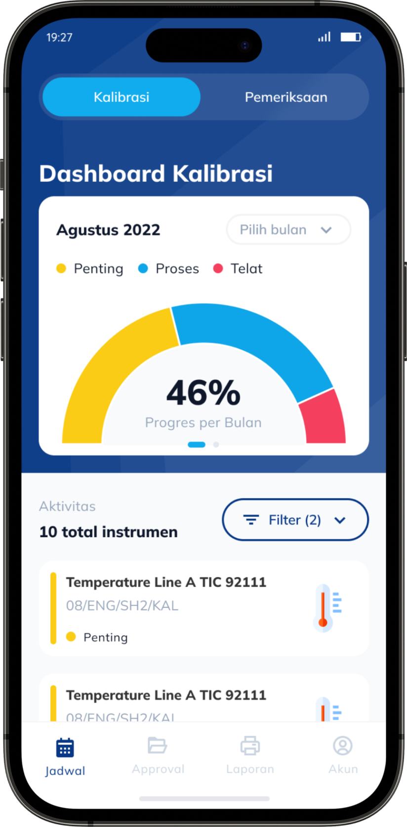 Aplikasi mobile Dashboard Kalibrasi karya Layana.ID
