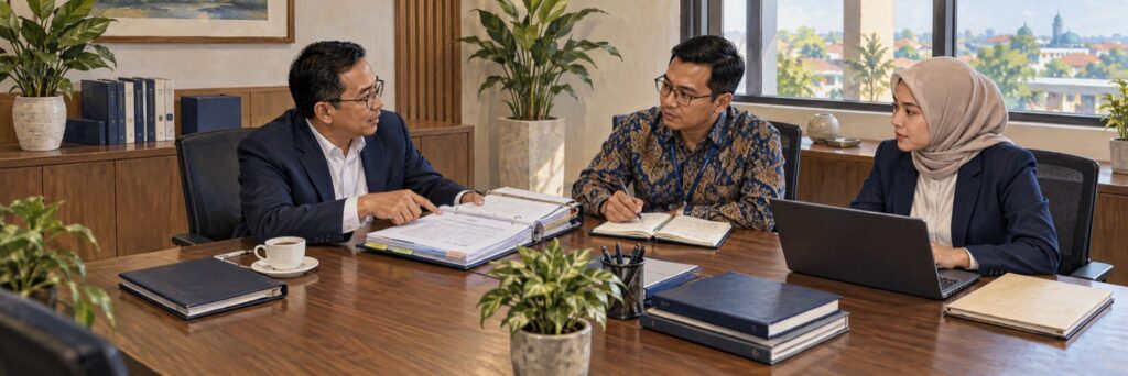 Ilustrasi assessment TI BPR melalui wawancara dan pemeriksaan bukti sistem